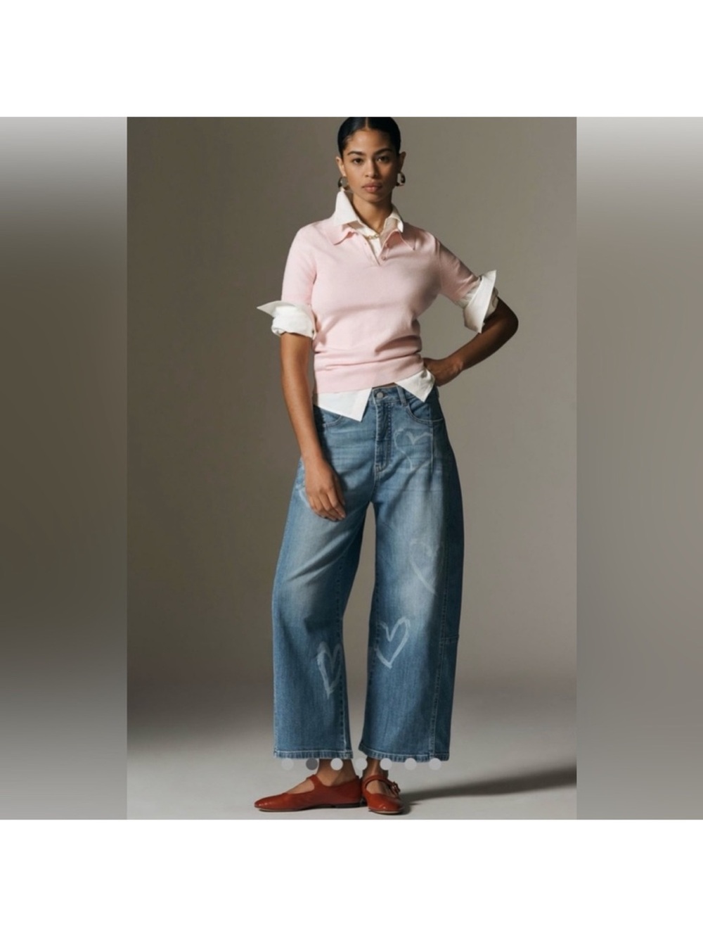Anthropologie Pilcro The Kenna Mid Rise Barrel Jeans Valentines Heart Sz 27